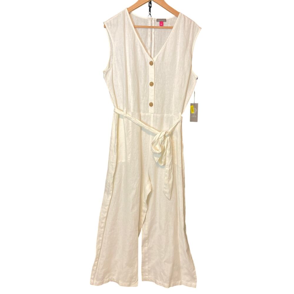 Vince Camuto Cream Sleeveless Jumpsuit